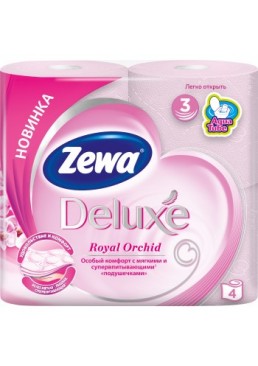 Туалетная бумага Zewa Deluxe 3-слойная Орхидея Розовая, 4 шт
